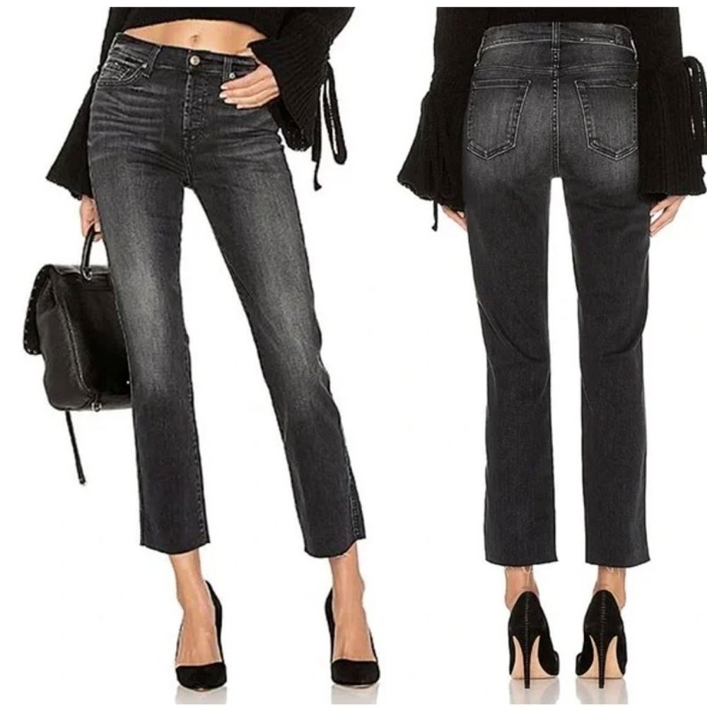 7 For all mankind EDIE WITH RAW HEM IN VINTAGE BEDFORD BLACK Size 24